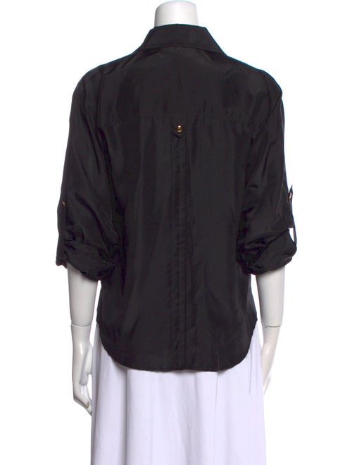 Veronica Beard Silk Three-Quarter Sleeve Button-Up Top