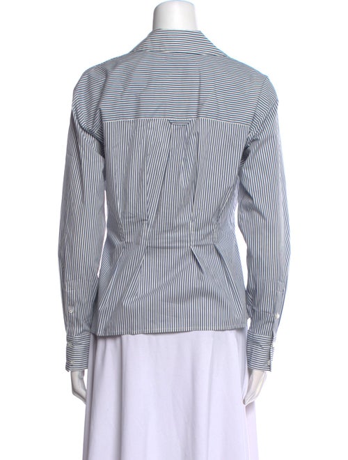 Veronica Beard Striped V-Neck Button-Up Top