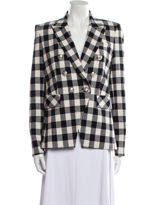 Veronica Beard Linen Plaid Print Blazer