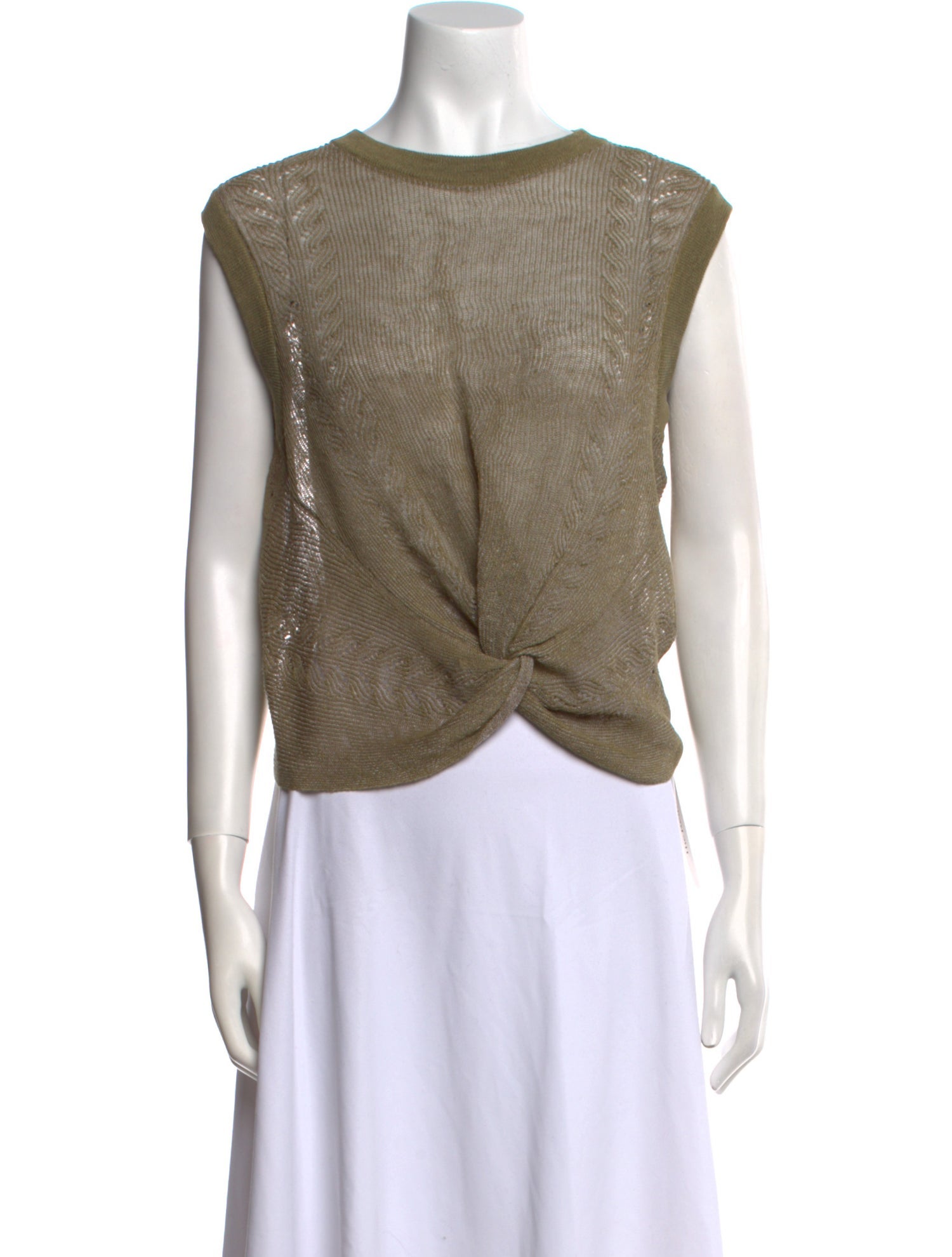 Veronica Beard Linen Bateau Neckline Crop Top