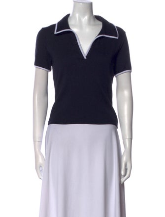 Veronica Beard V-Neck Short Sleeve Polo