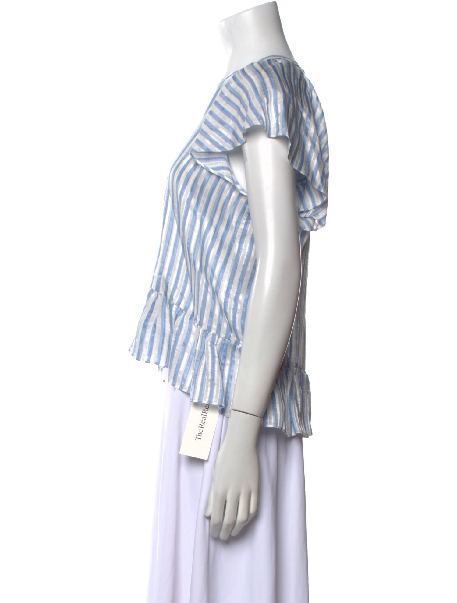 Veronica Beard Striped V-Neck Crop Top