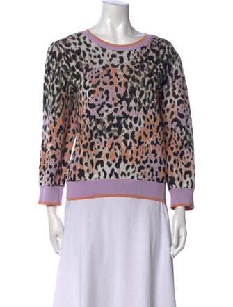 Veronica Beard Animal Print Bateau Neckline Sweatshirt