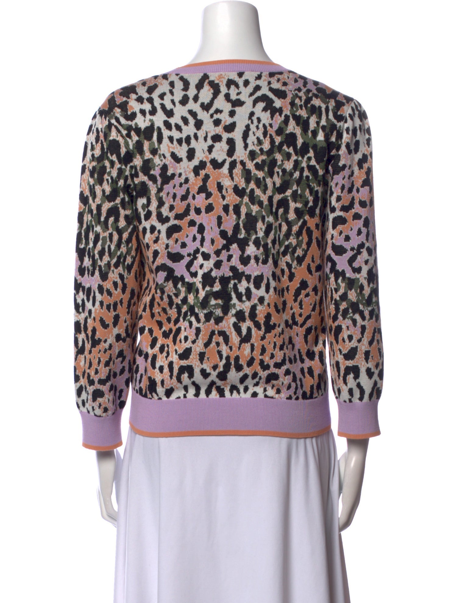 Veronica Beard Animal Print Bateau Neckline Sweatshirt