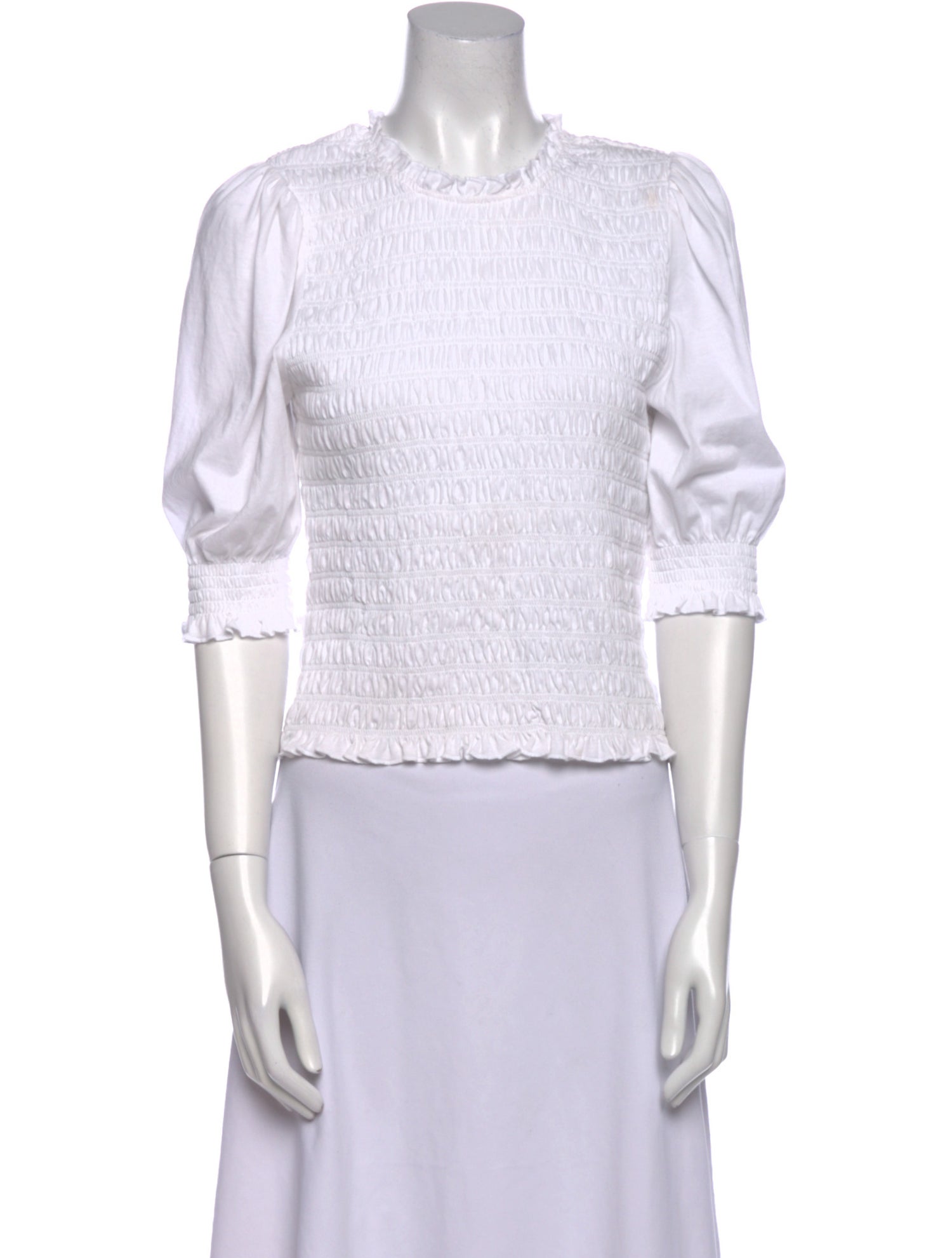 Veronica Beard Crew Neck Three-Quarter Sleeve Crop Top