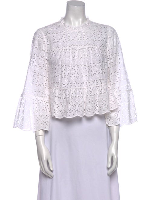 Veronica Beard Lace Pattern Mock Neck Crop Top