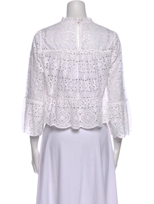 Veronica Beard Lace Pattern Mock Neck Crop Top