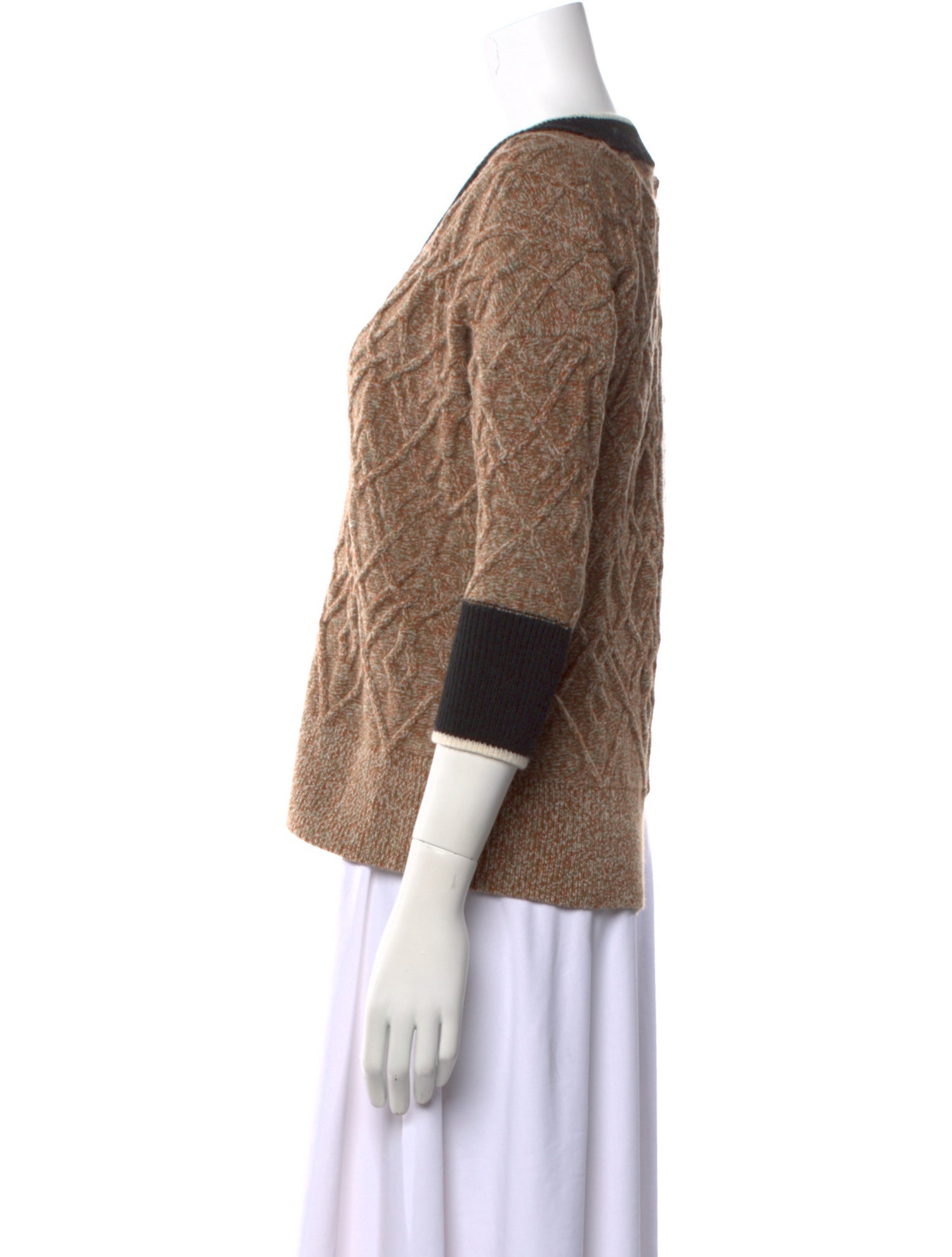 Veronica Beard Merino Wool Colorblock Pattern Sweater