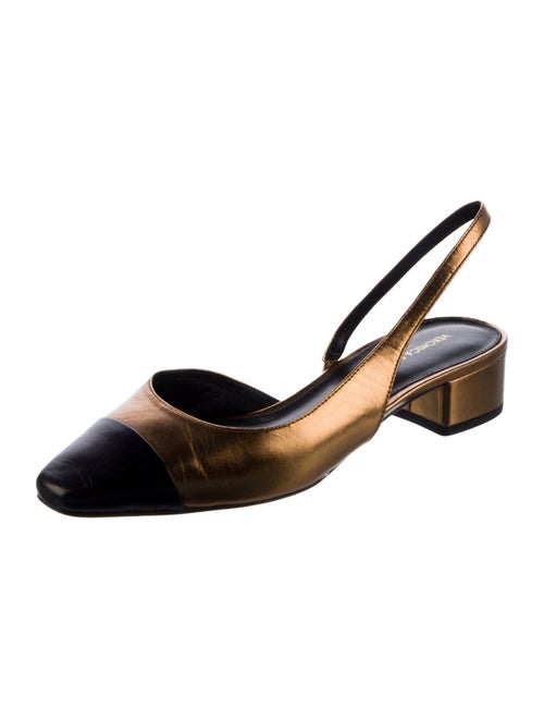 Veronica Beard Leather Colorblock Pattern Slingback Flats