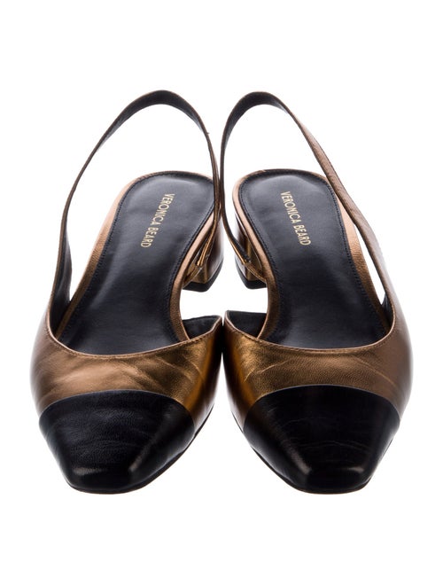 Veronica Beard Leather Colorblock Pattern Slingback Flats