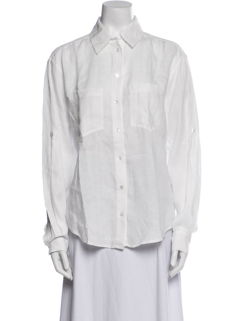 Veronica Beard Linen Long Sleeve Button-Up Top