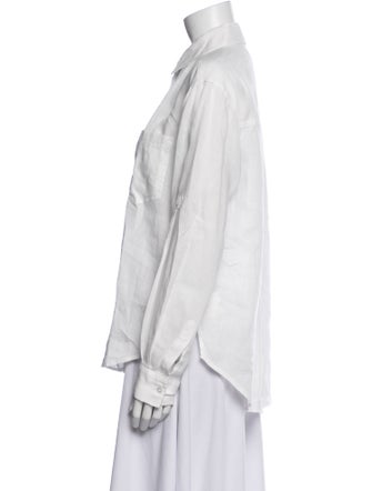 Veronica Beard Linen Long Sleeve Button-Up Top
