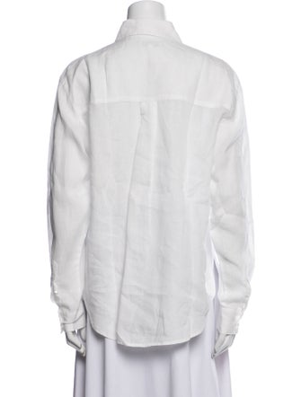 Veronica Beard Linen Long Sleeve Button-Up Top