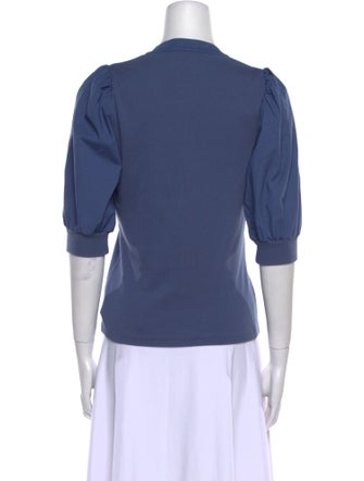 Veronica Beard V-Neck Three-Quarter Sleeve Polo