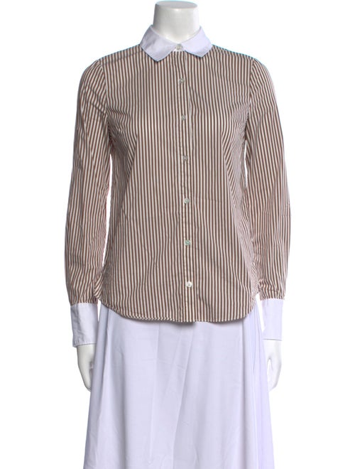 Veronica Beard Striped Long Sleeve Button-Up Top