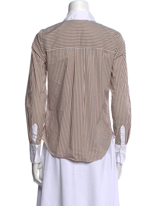 Veronica Beard Striped Long Sleeve Button-Up Top