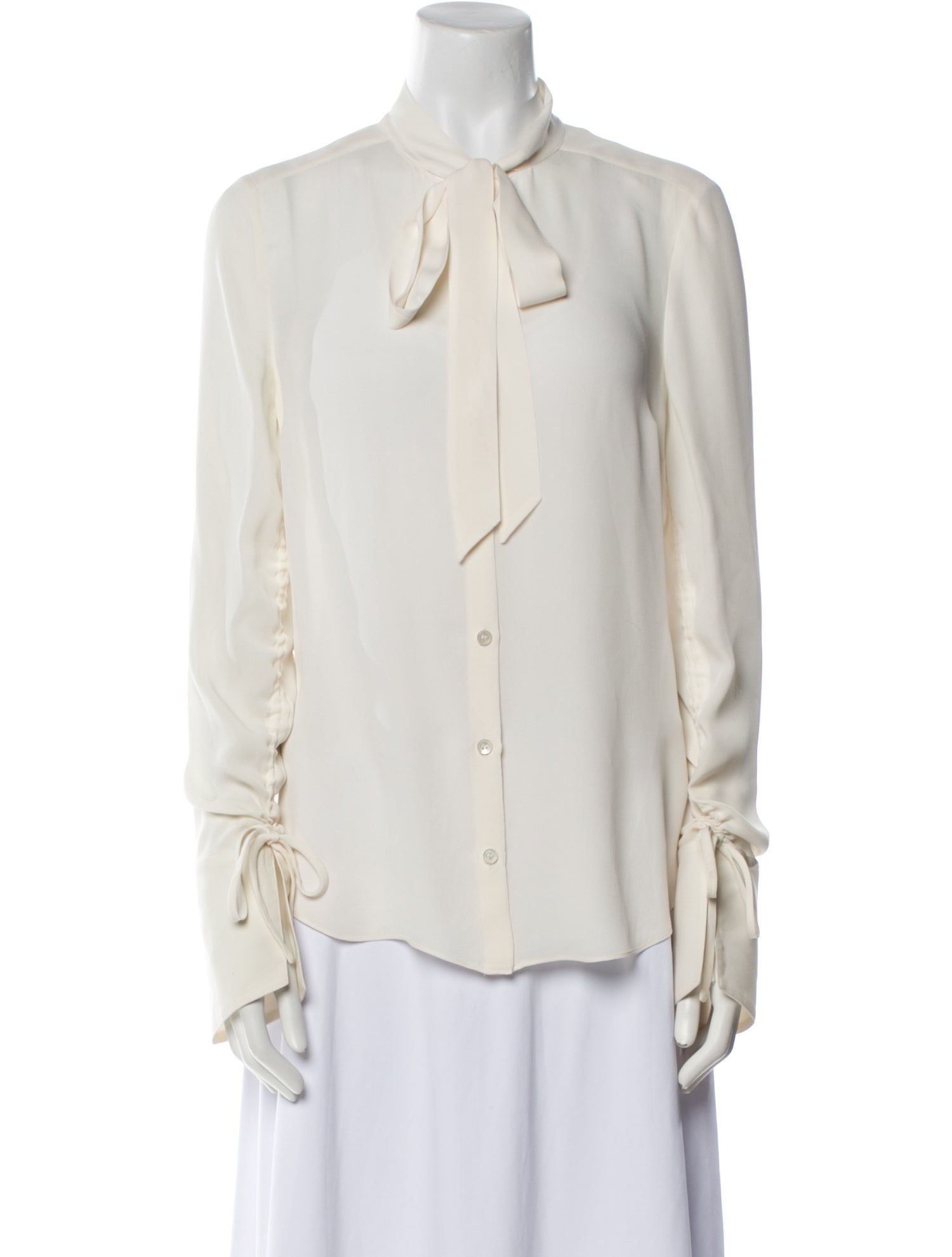 Veronica Beard Silk Long Sleeve Button-Up Top