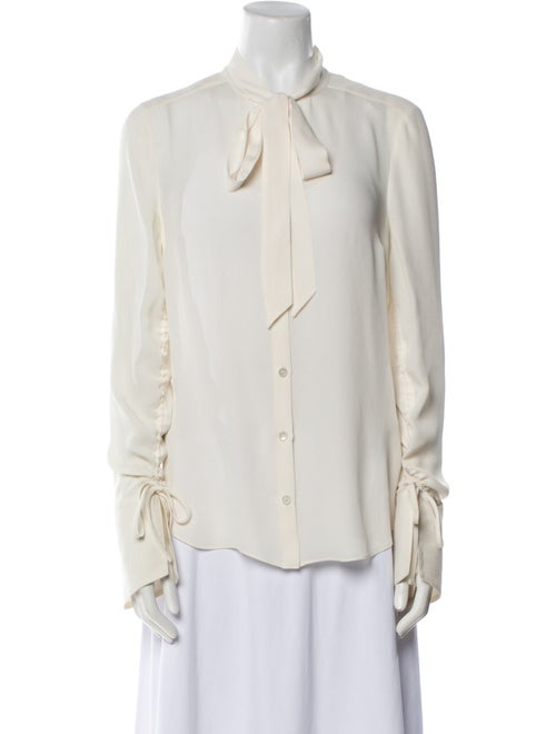 Veronica Beard Silk Long Sleeve Button-Up Top