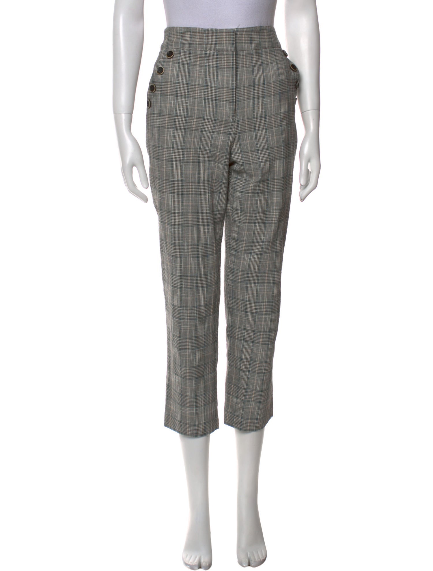 Veronica Beard Plaid Print Straight Leg Pants