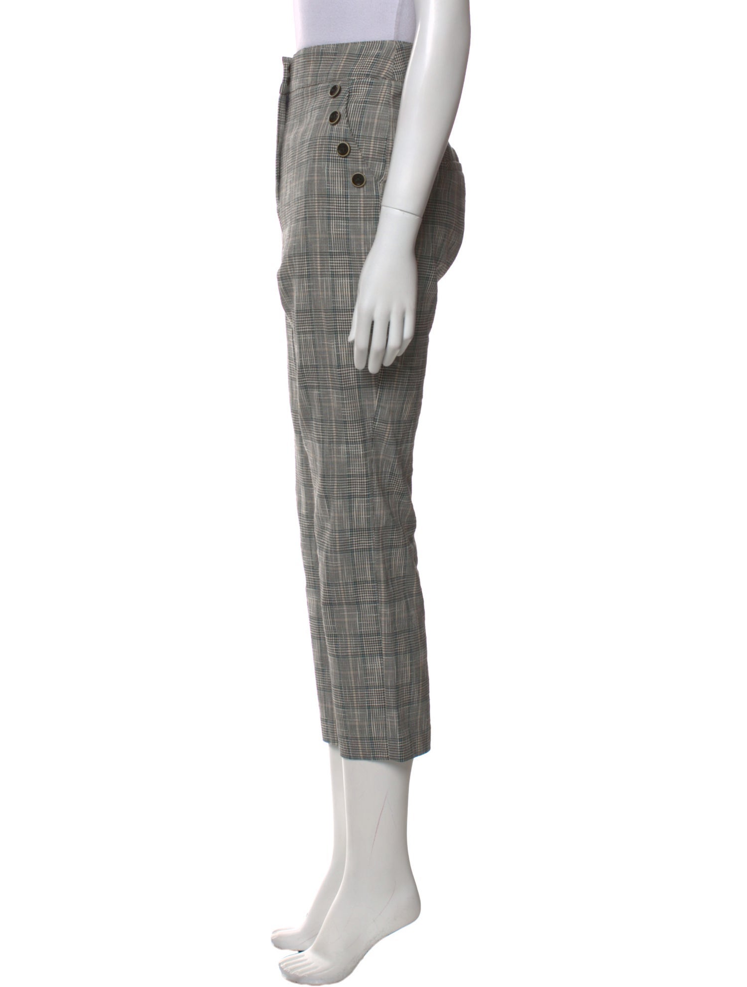 Veronica Beard Plaid Print Straight Leg Pants