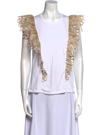 Veronica Beard Scoop Neck Short Sleeve Top