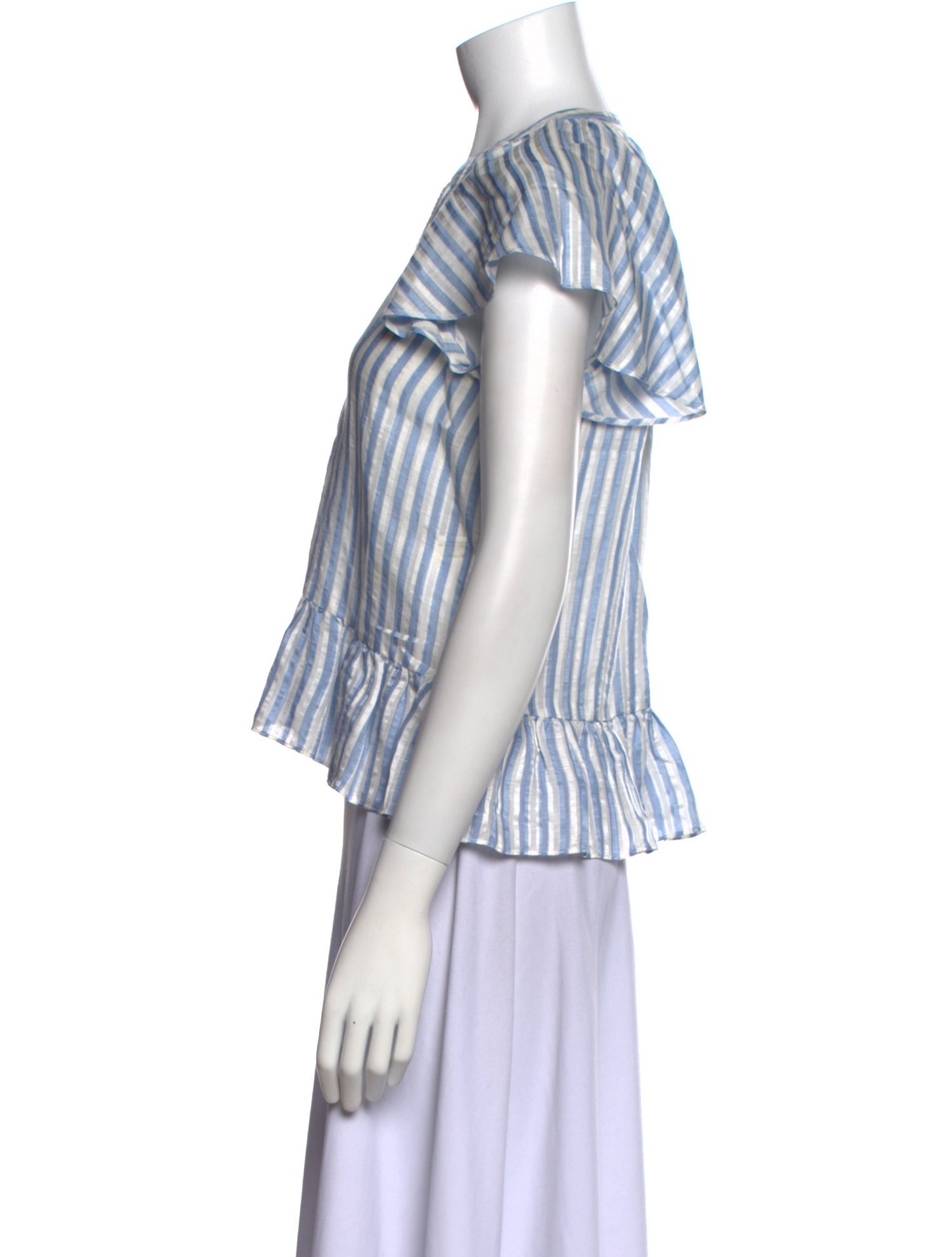 Veronica Beard Striped V-Neck Crop Top