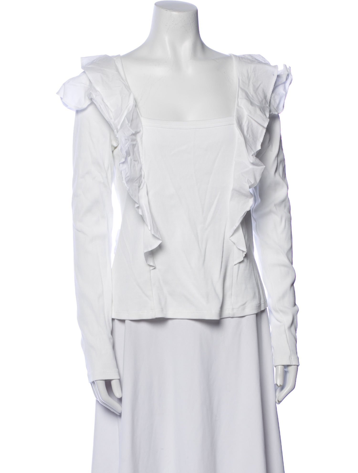 Veronica Beard Square Neckline Long Sleeve Blouse