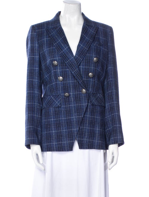 Veronica Beard Virgin Wool Plaid Print Blazer