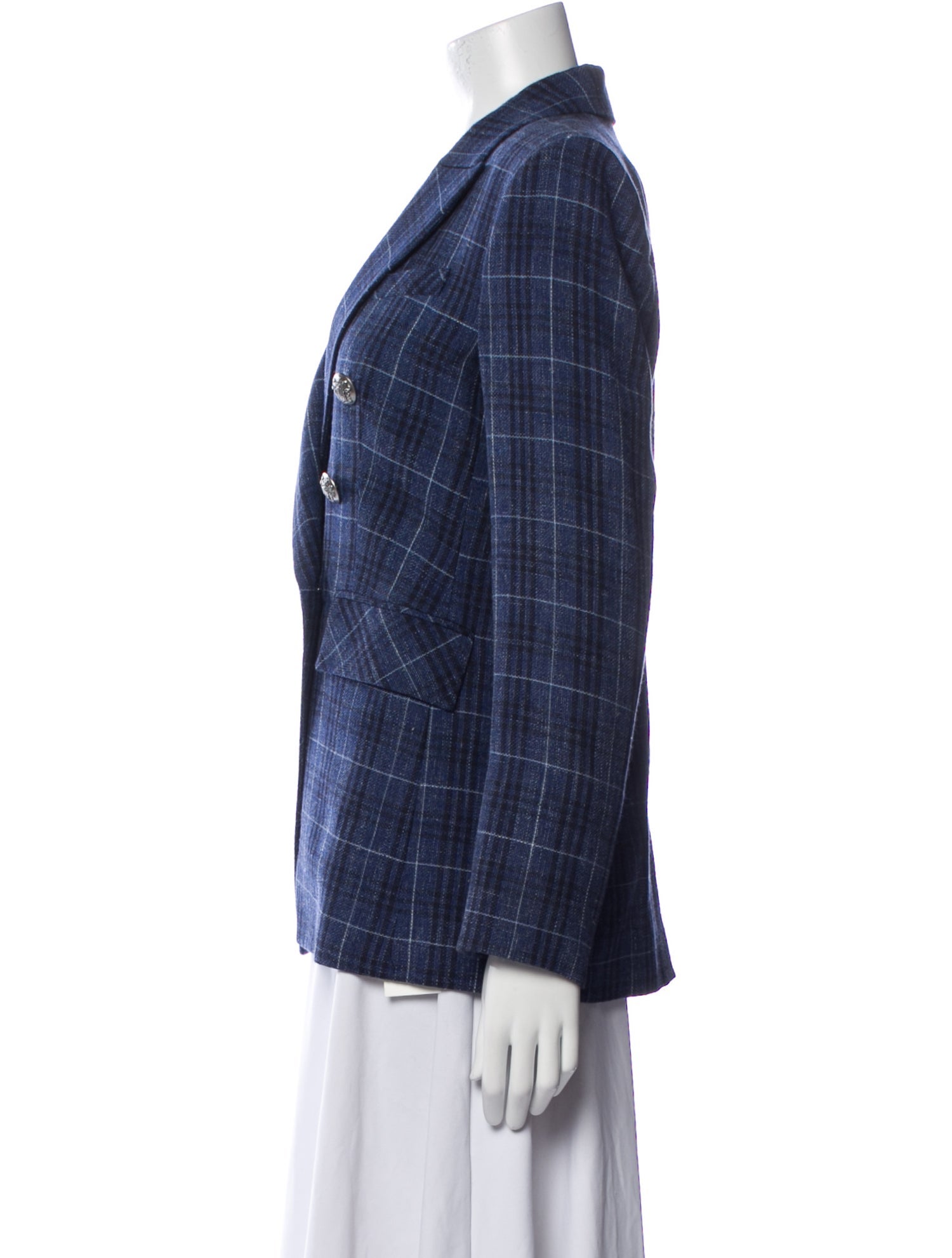 Veronica Beard Virgin Wool Plaid Print Blazer