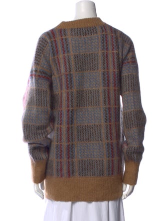 Veronica Beard Plaid Print Crew Neck Sweater
