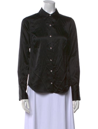 Veronica Beard Silk Long Sleeve Button-Up Top