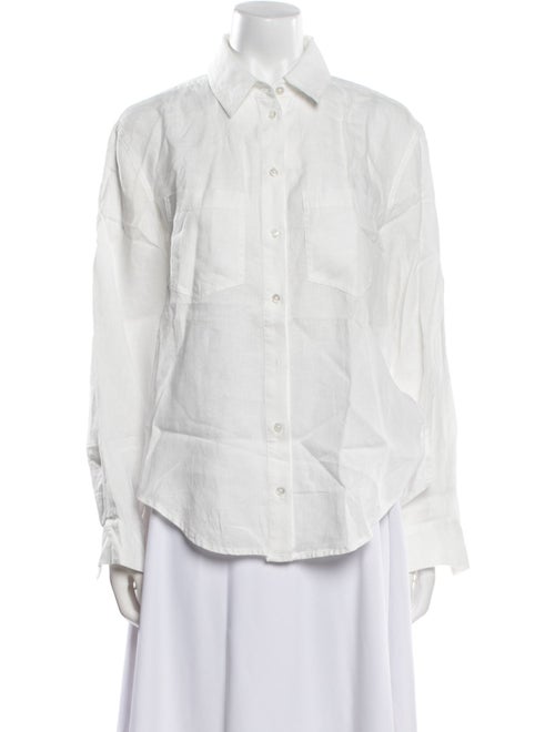 Veronica Beard Linen Long Sleeve Button-Up Top