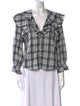 Veronica Beard Plaid Print V-Neck Blouse