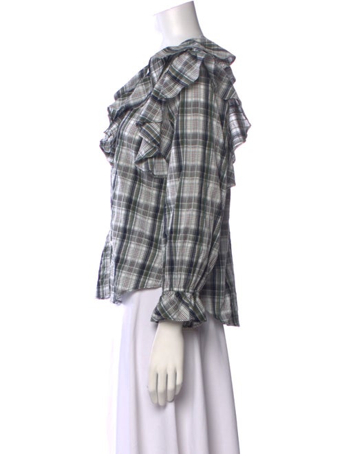 Veronica Beard Plaid Print V-Neck Blouse