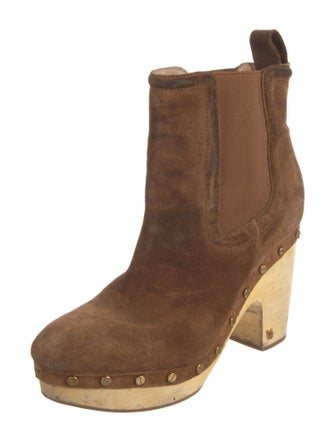Veronica Beard Suede Studded Accents Chelsea Boots