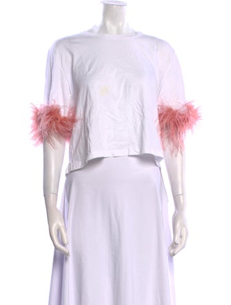 Veronica Beard Scoop Neck Three-Quarter Sleeve Crop Top