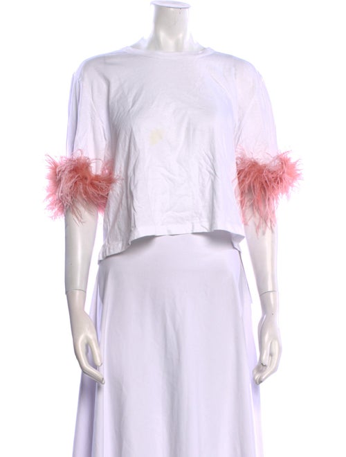 Veronica Beard Scoop Neck Three-Quarter Sleeve Crop Top