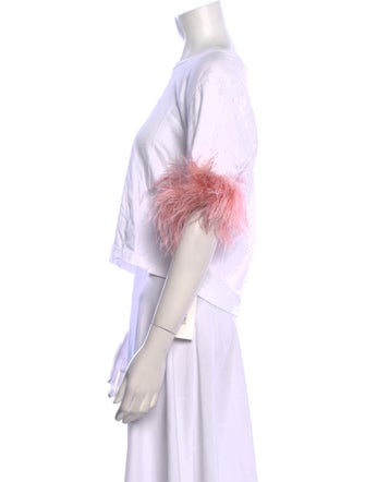 Veronica Beard Scoop Neck Three-Quarter Sleeve Crop Top