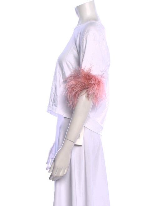 Veronica Beard Scoop Neck Three-Quarter Sleeve Crop Top