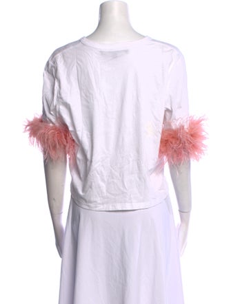 Veronica Beard Scoop Neck Three-Quarter Sleeve Crop Top