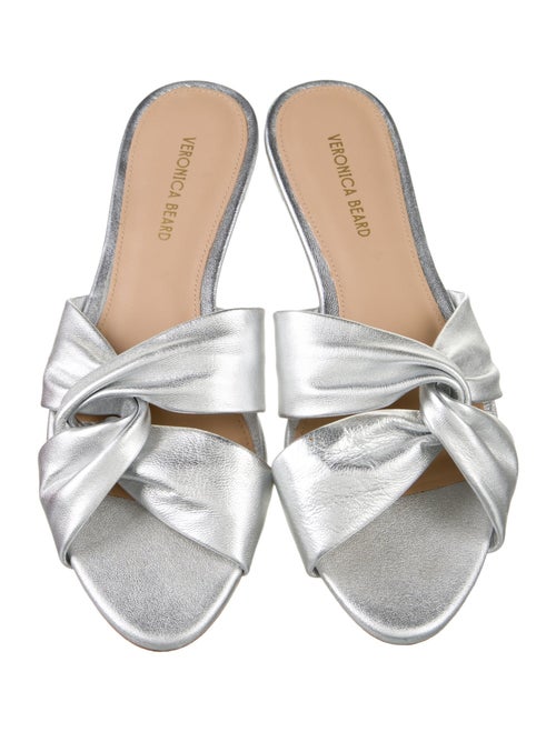 Veronica Beard Leather Animal Print Slides