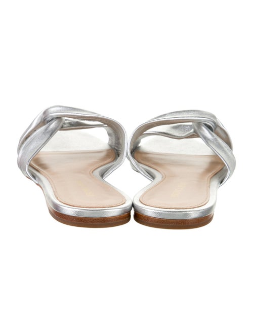 Veronica Beard Leather Animal Print Slides