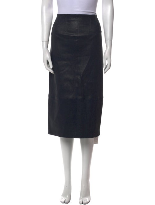 Veronica Beard Lamb Leather Knee-Length Skirt