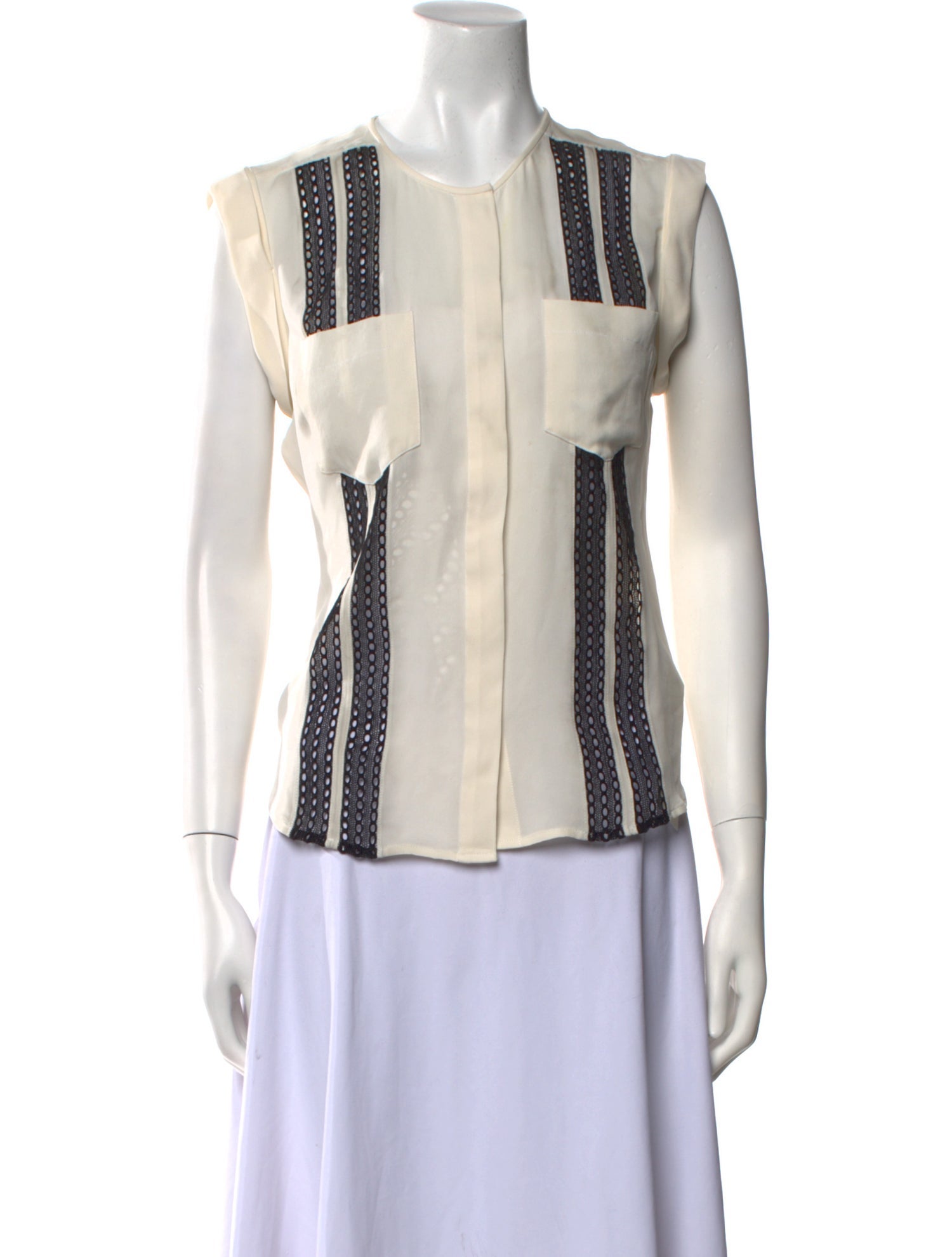 Veronica Beard Silk Striped Button-Up Top