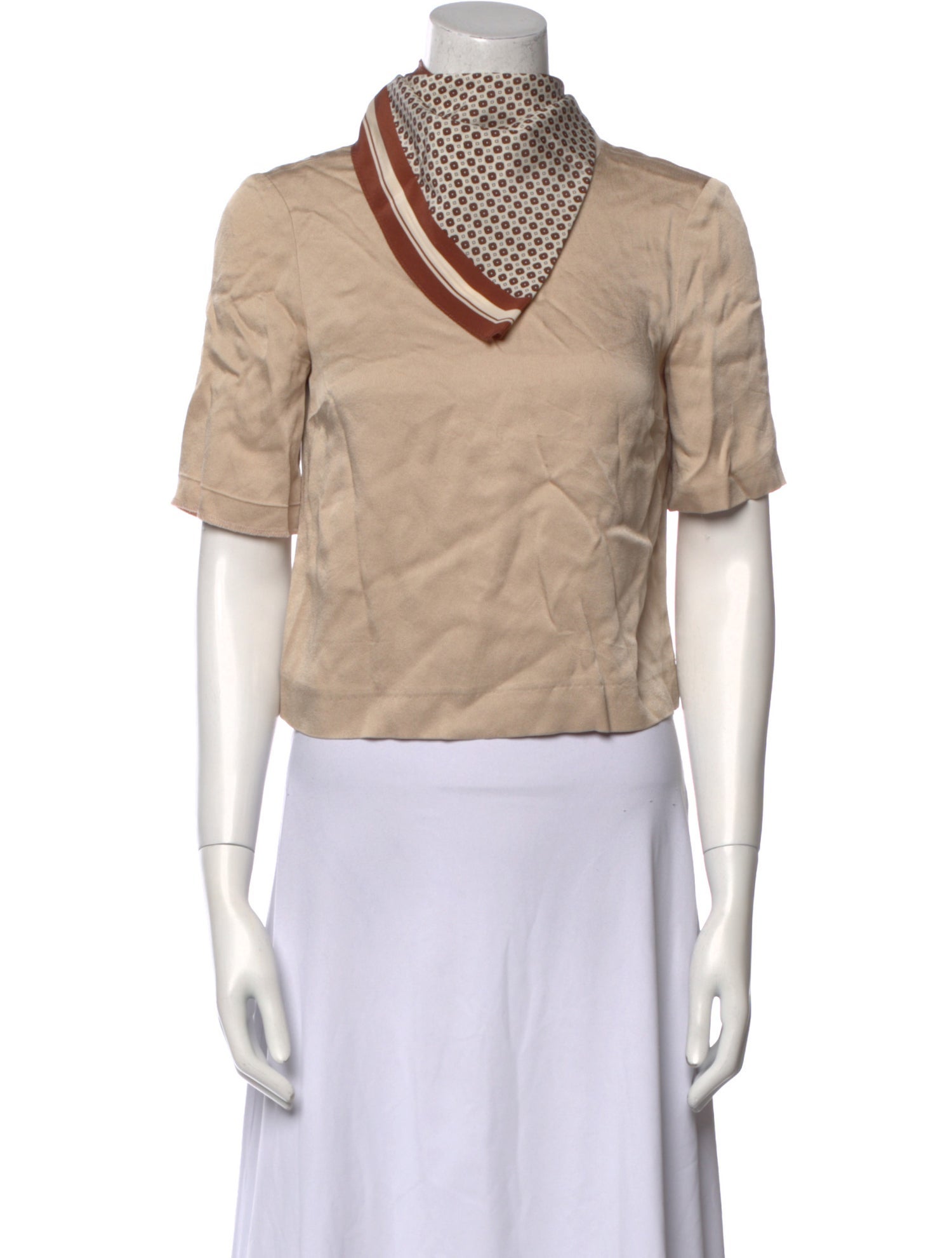 Veronica Beard Mock Neck Short Sleeve Crop Top