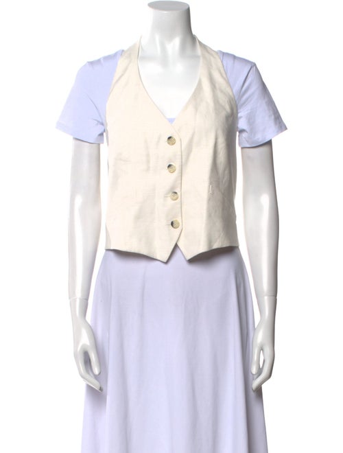 Veronica Beard V-Neck Short Sleeve Crop Top