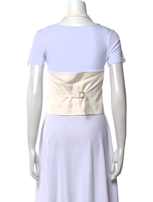 Veronica Beard V-Neck Short Sleeve Crop Top