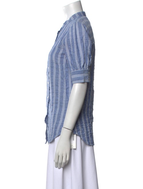 Veronica Beard Striped Crew Neck Button-Up Top