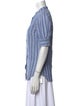 Veronica Beard Striped Crew Neck Button-Up Top