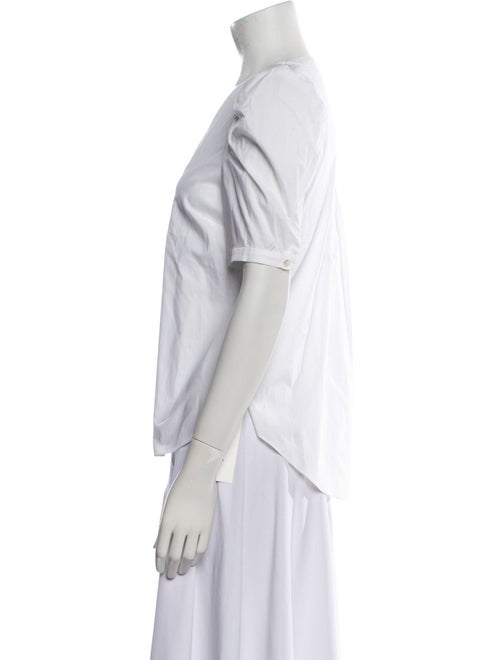 Veronica Beard V-Neck Short Sleeve Button-Up Top